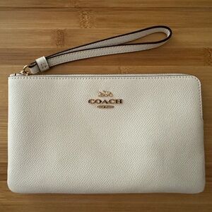 Coach Ivory Wristlet with Gold Accents